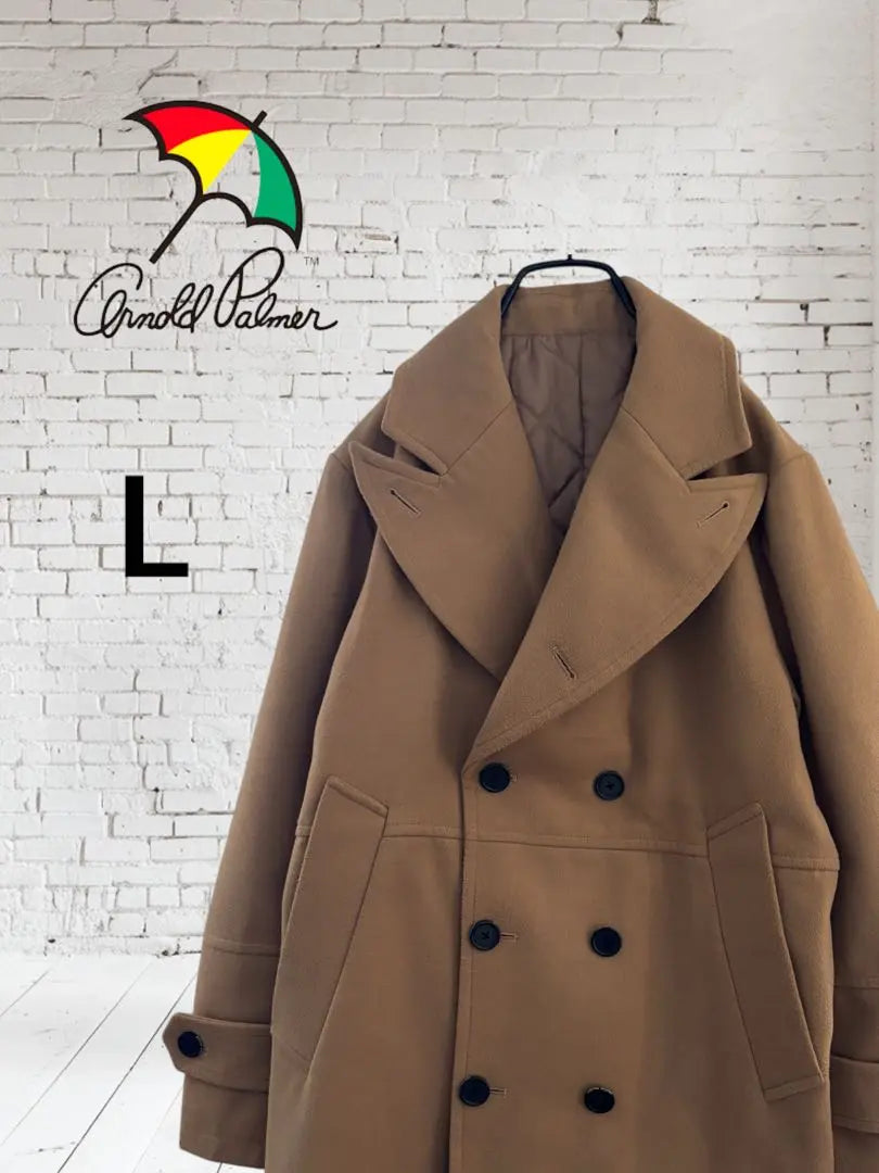 Arnold Palmer Beige Double Breasted Peacoat Super Beautiful | アーノルドパーマー ベージュ ダブルブレスト ピーコート　超美品