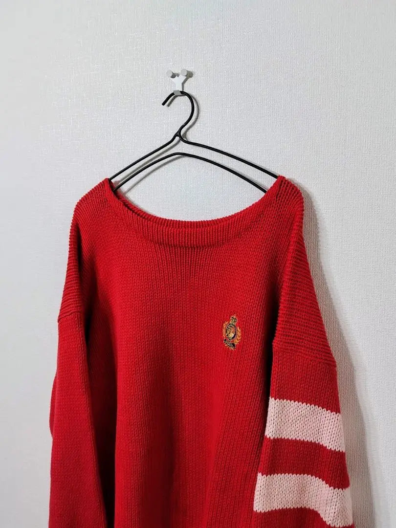 RALPH LAUREN Ralph Lauren logo embroidered line knit sweater