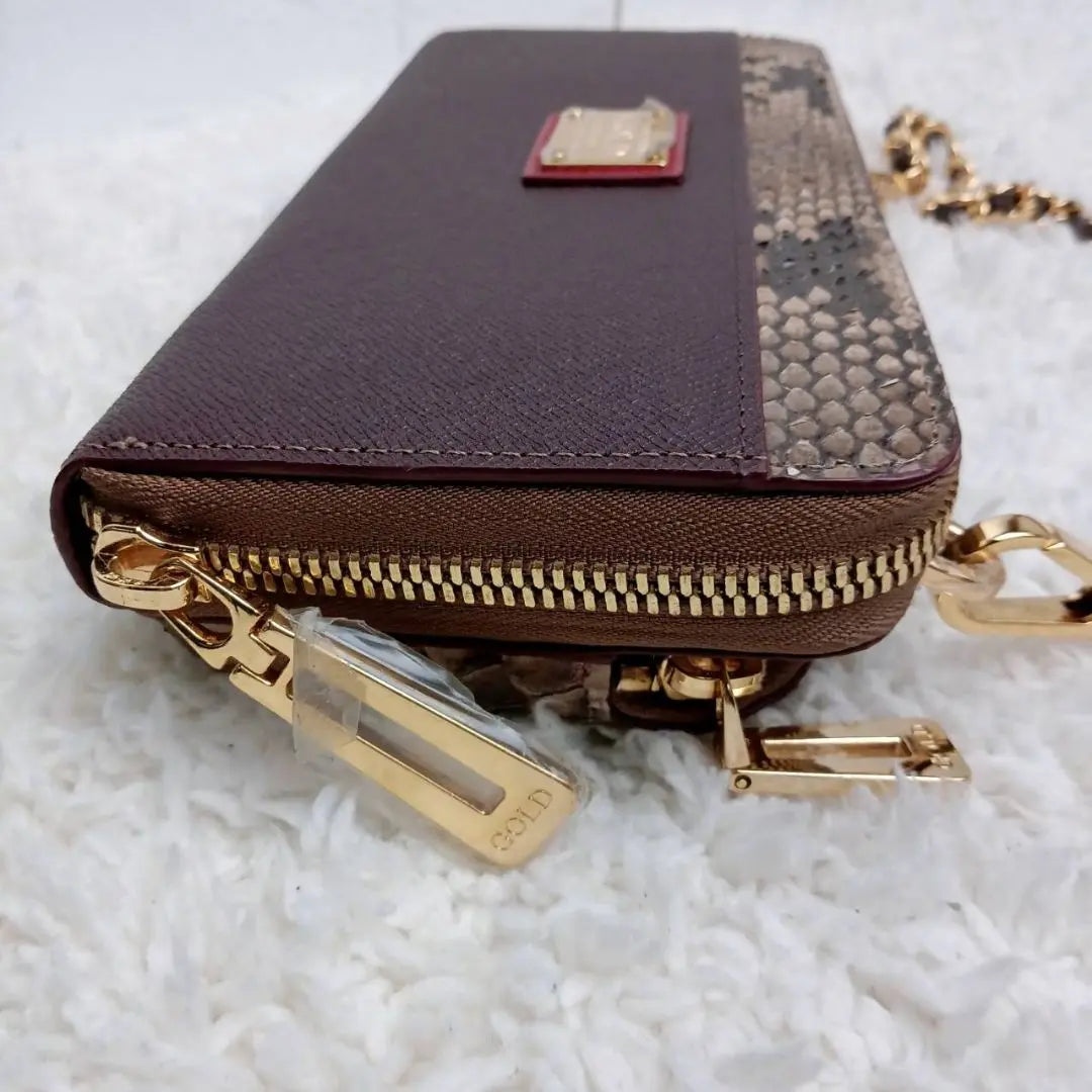 COCOCELUX GOLD Chain Wallet Wallet Python Embossed