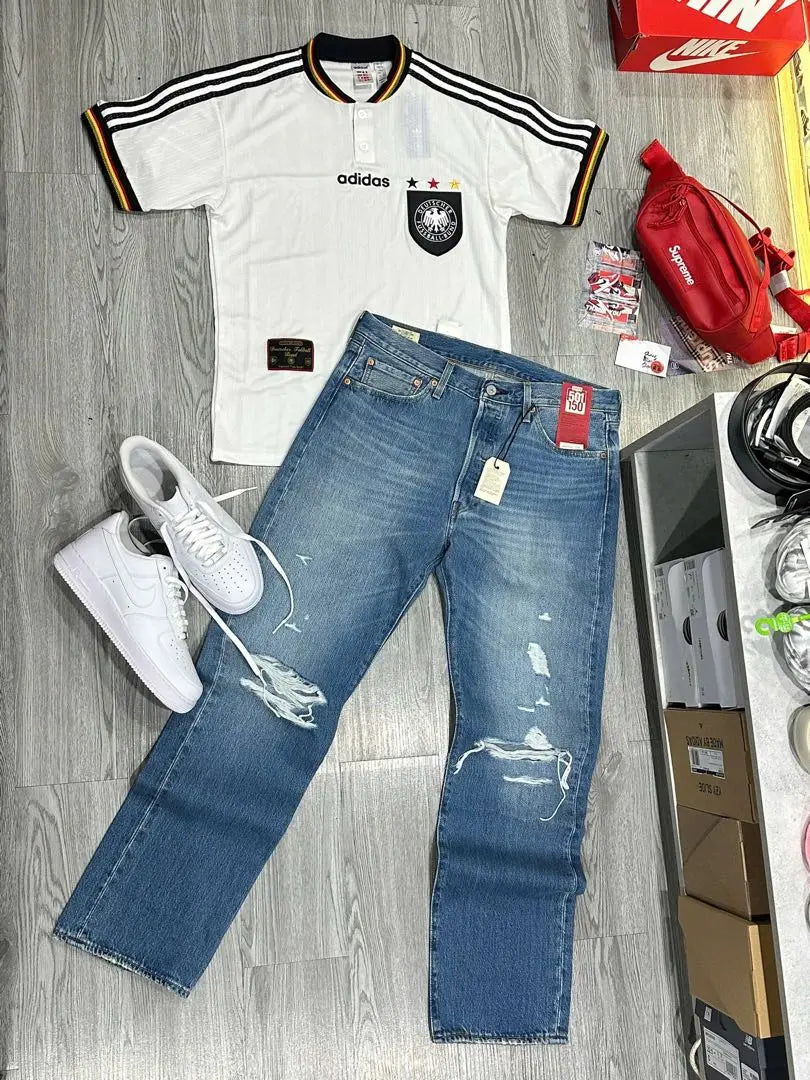 adidas German national soccer shirt and denim set