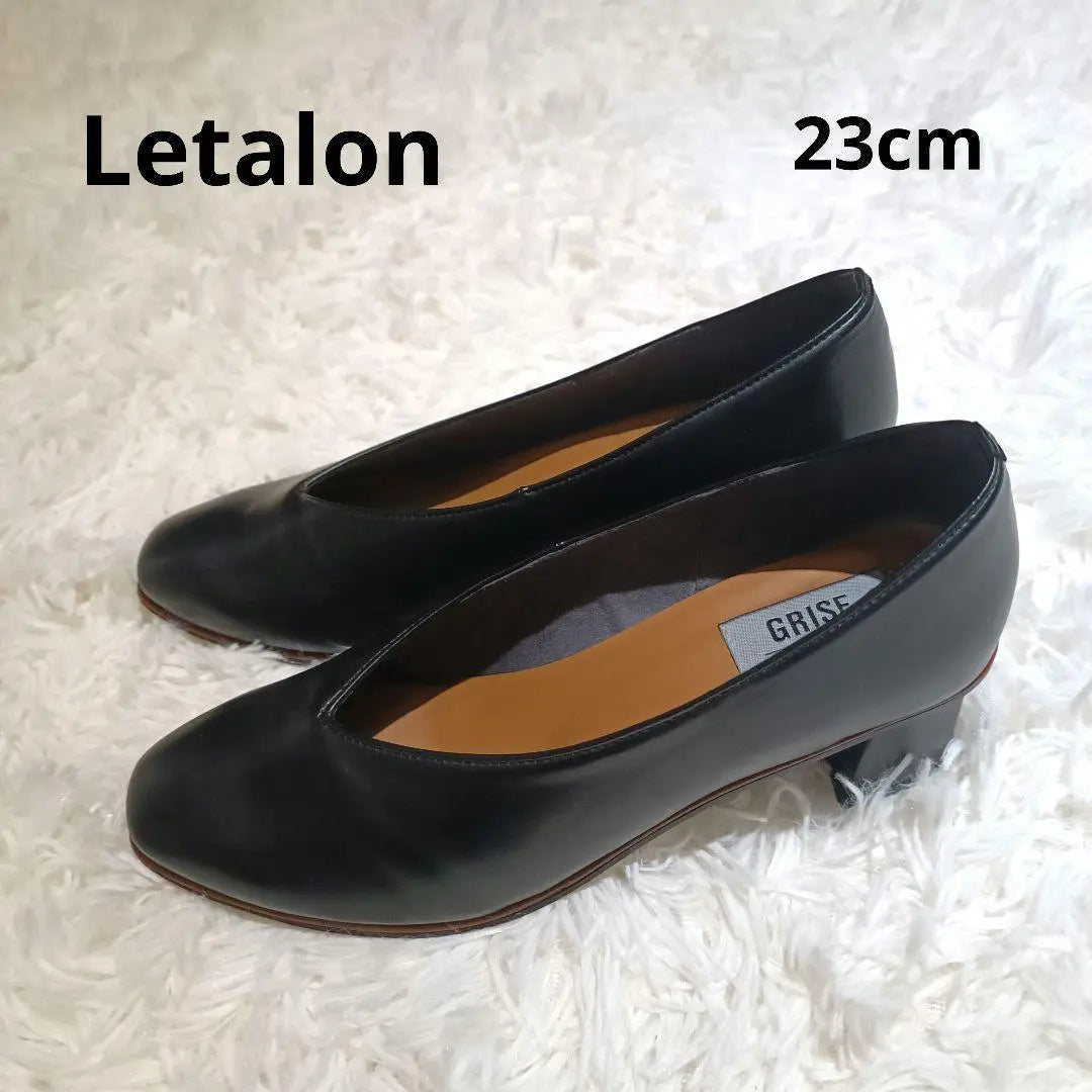 LETALON Square V-cut Black 23cm Chunky Heel