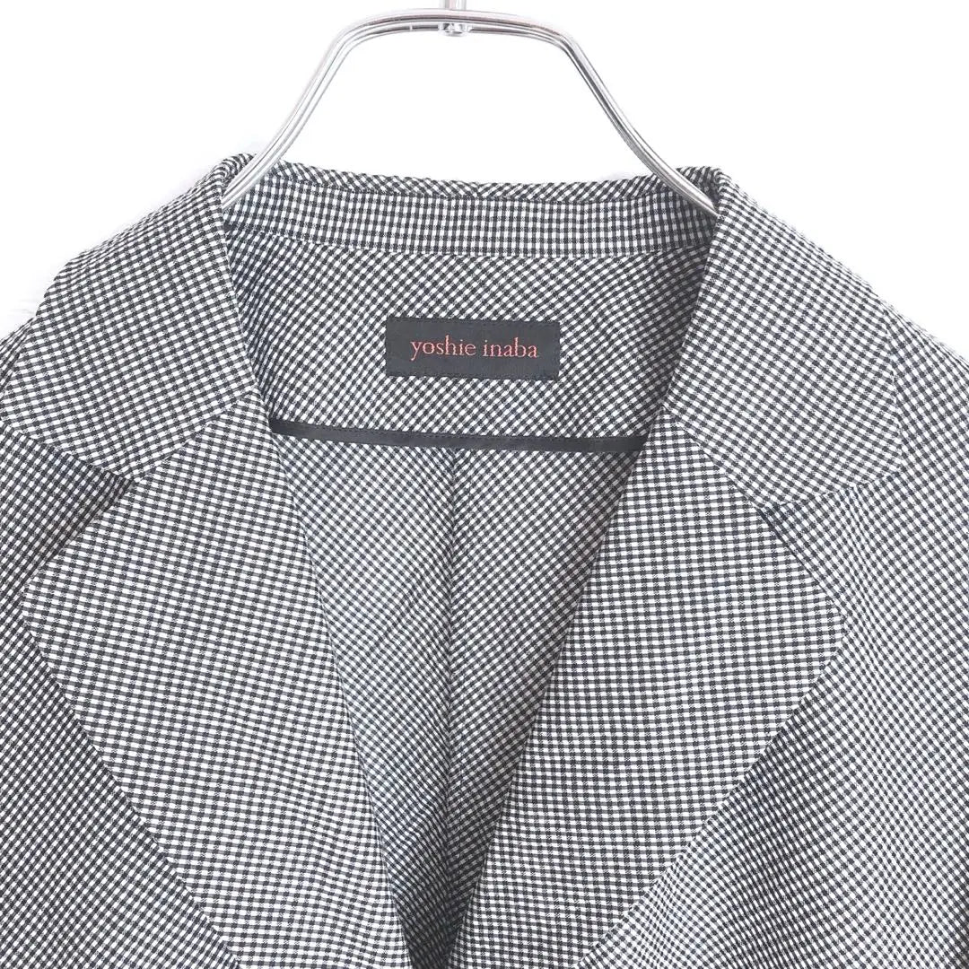 Yoshii Naba Jacket Made in Japan Oche Gingham Check Silk Mixed