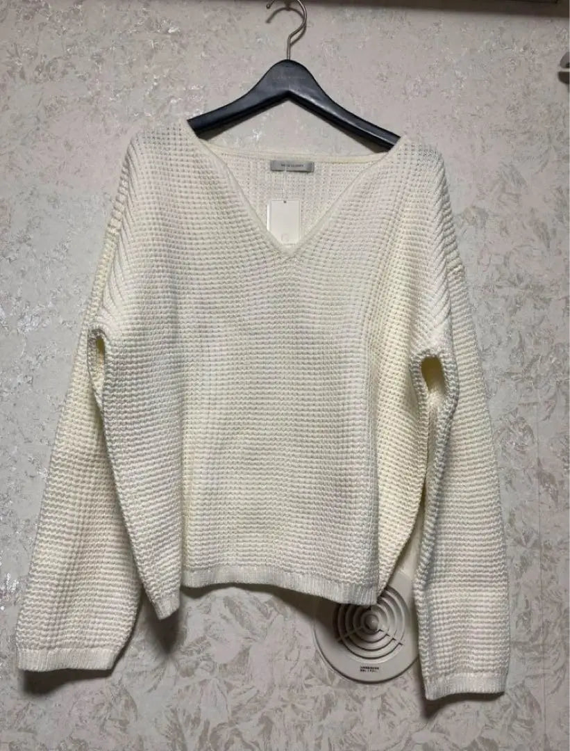 [Unused, new] Spring knit, white waffle knit, Bell Maison