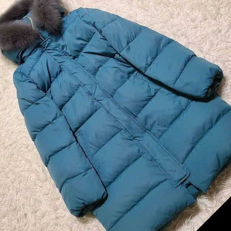 L equivalent Derma Collection Blue Fox Fur Down Coat Hoodie