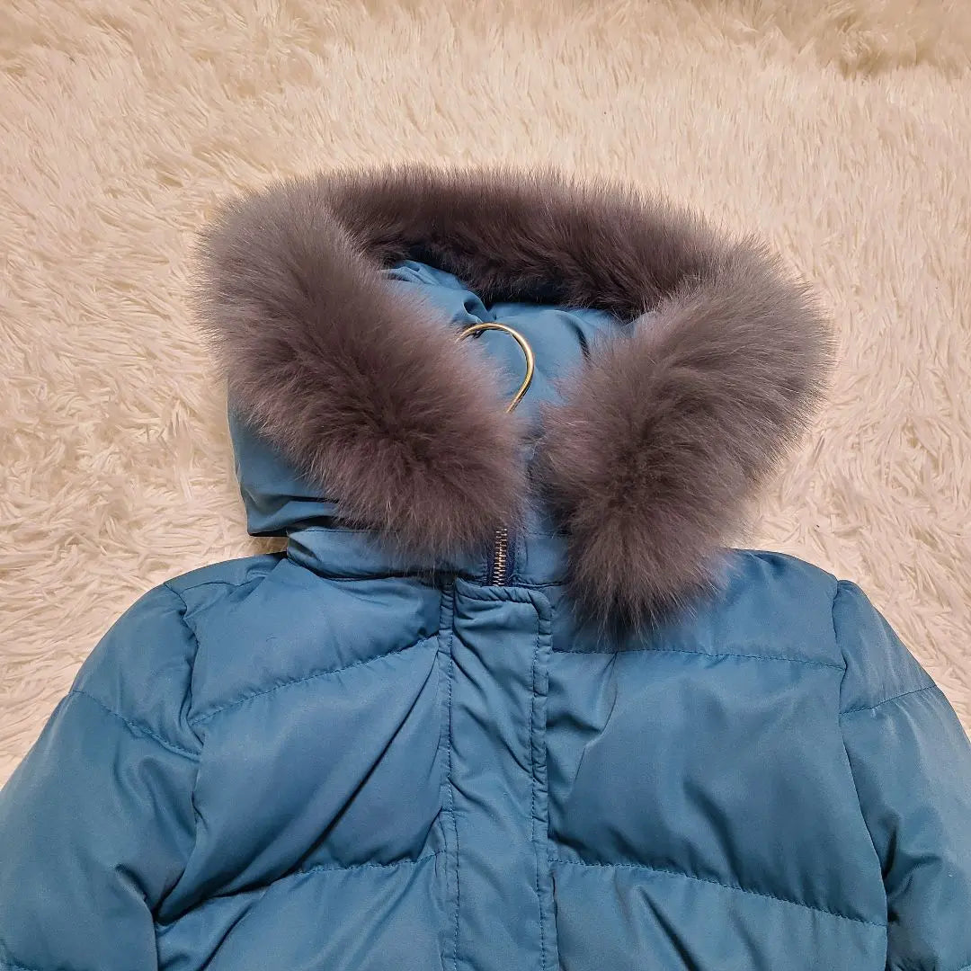 L equivalent Derma Collection Blue Fox Fur Down Coat Hoodie