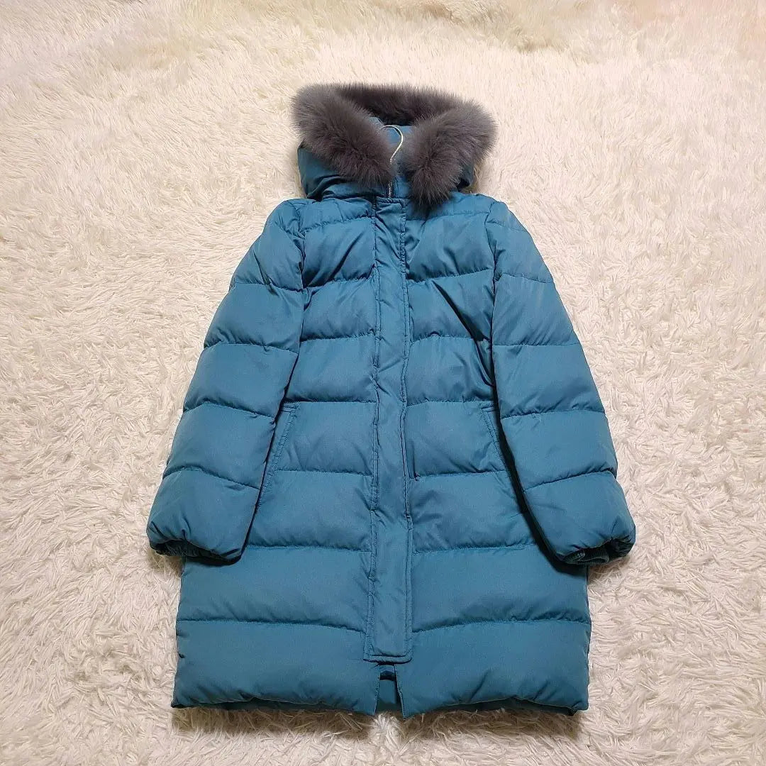 L equivalent Derma Collection Blue Fox Fur Down Coat Hoodie