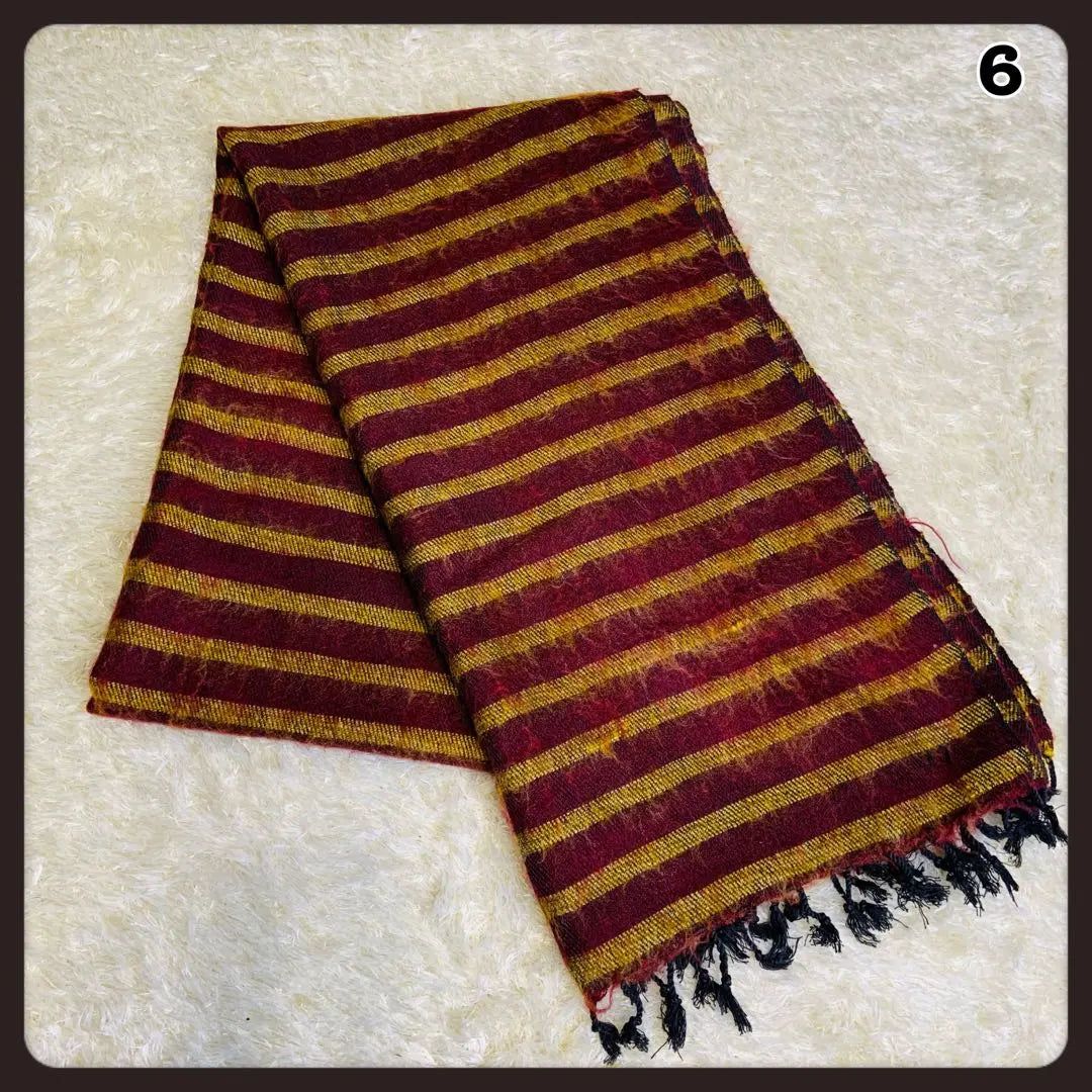 Scarf winter women striped pattern red yellow fringe manufacturer unknown