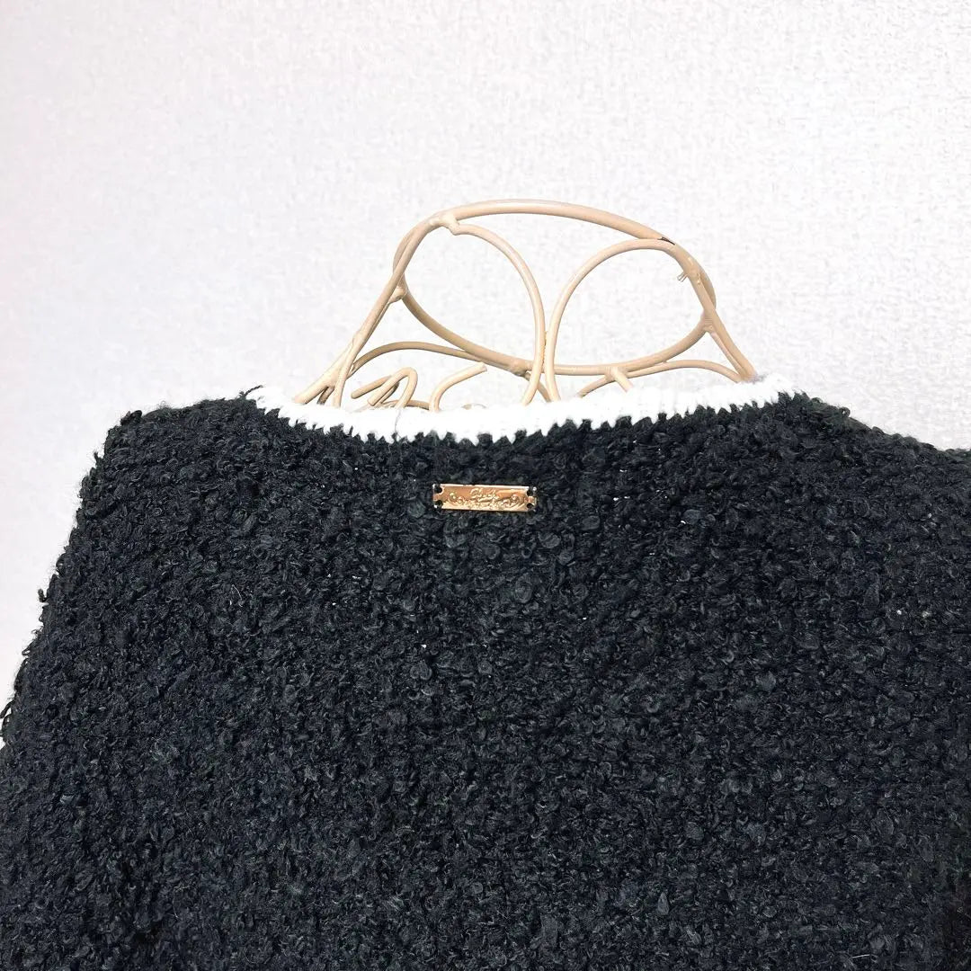 Rady Knit Coat No Collar Jacket Fluffy Outerwear Pearl