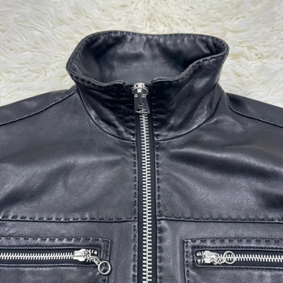 Superb condition ✨AVIREX Leather Jacket Black Rider Sheep Leather Genuine Leather M