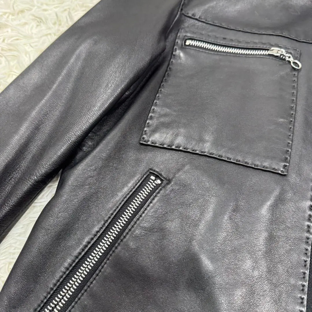 Superb condition ✨AVIREX Leather Jacket Black Rider Sheep Leather Genuine Leather M