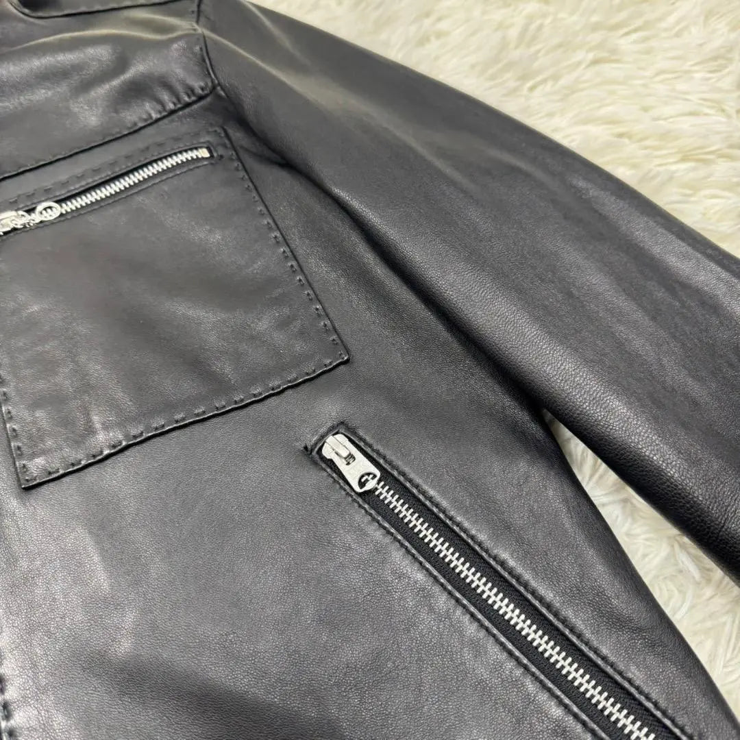 Superb condition ✨AVIREX Leather Jacket Black Rider Sheep Leather Genuine Leather M