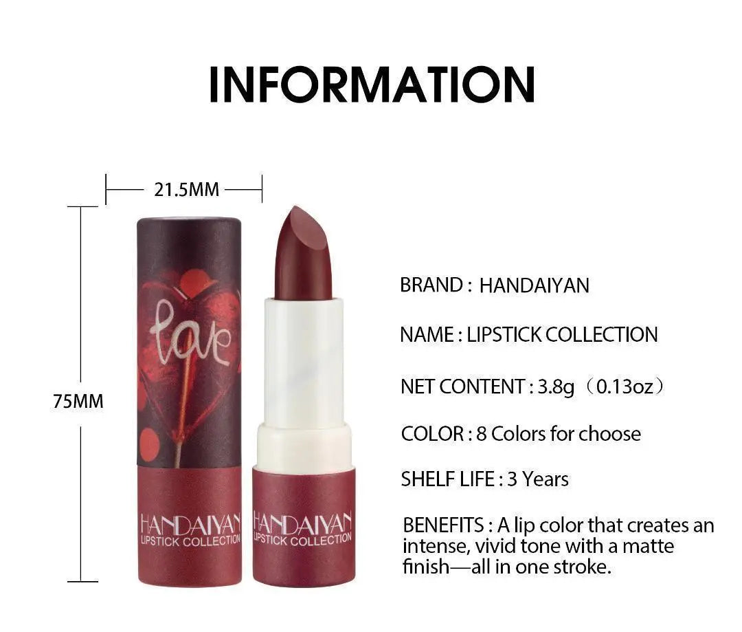 Lápiz labial mate, HANDAYAN No. 03, Cherry Red, Rojo, Labios