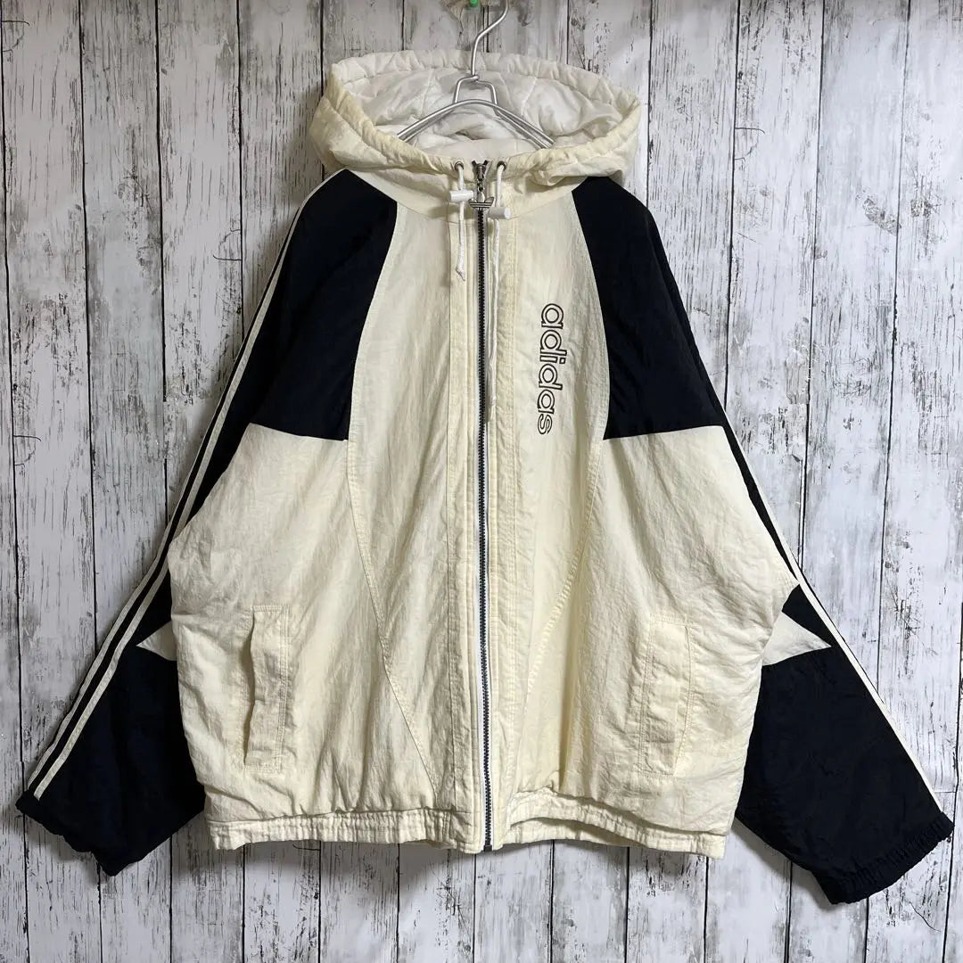 80s Adidas Padded Padded Jacket Ivory XL Embroidered Logo 5062 | 80s アディダス 中綿パデットジャケット アイボリー XL 刺繍ロゴ 5062