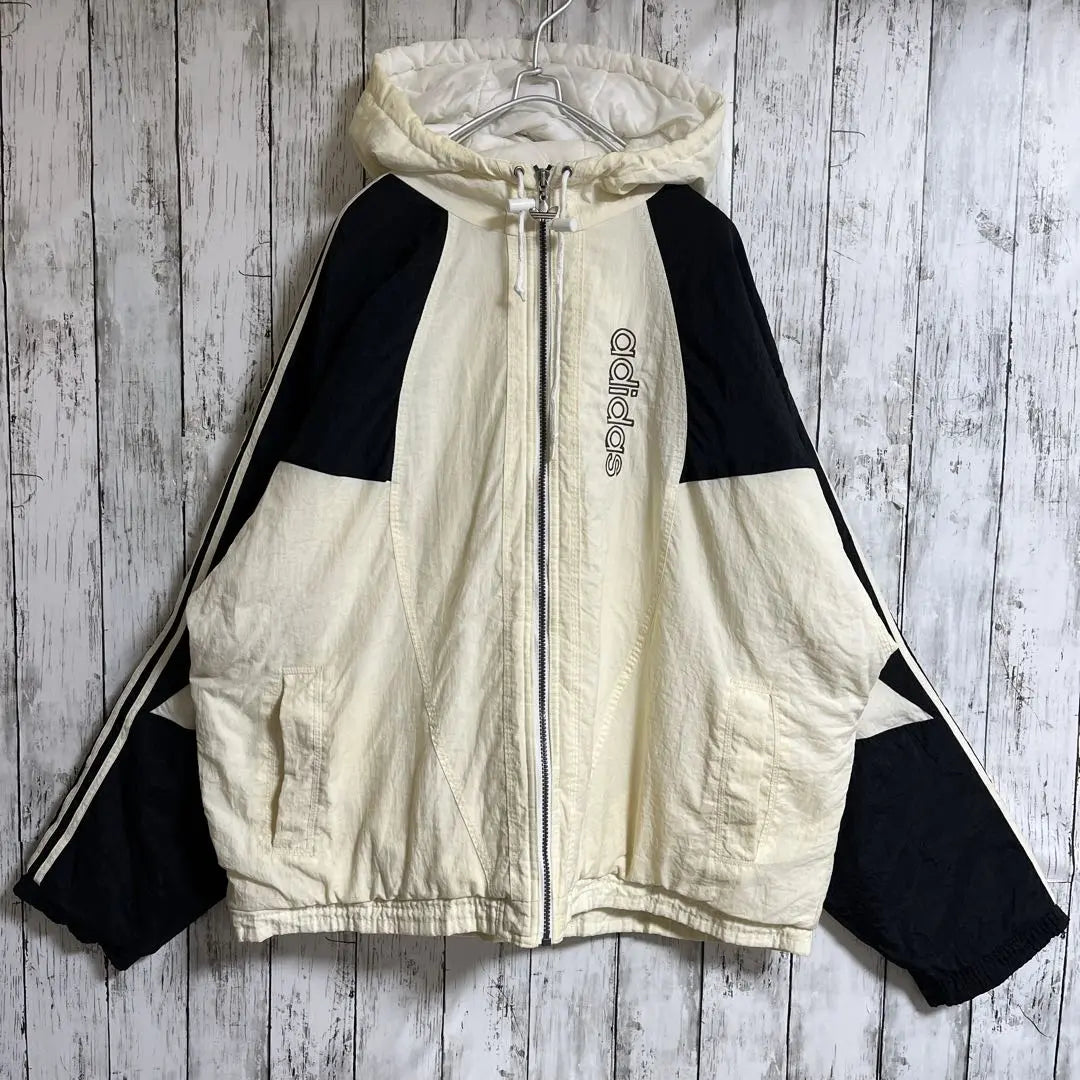 80s Adidas Padded Padded Jacket Ivory XL Embroidered Logo 5062 | 80s アディダス 中綿パデットジャケット アイボリー XL 刺繍ロゴ 5062