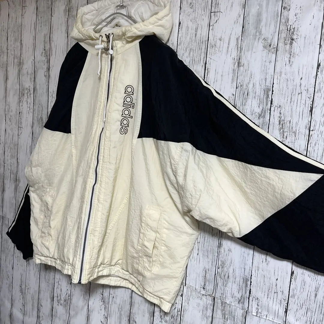 80s Adidas Padded Padded Jacket Ivory XL Embroidered Logo 5062 | 80s アディダス 中綿パデットジャケット アイボリー XL 刺繍ロゴ 5062