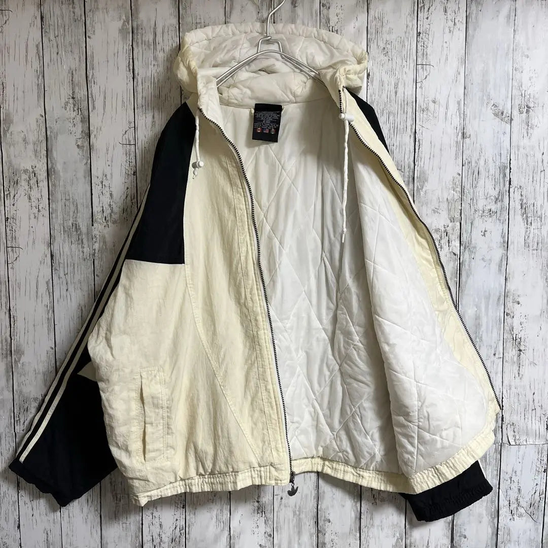 80s Adidas Padded Padded Jacket Ivory XL Embroidered Logo 5062 | 80s アディダス 中綿パデットジャケット アイボリー XL 刺繍ロゴ 5062