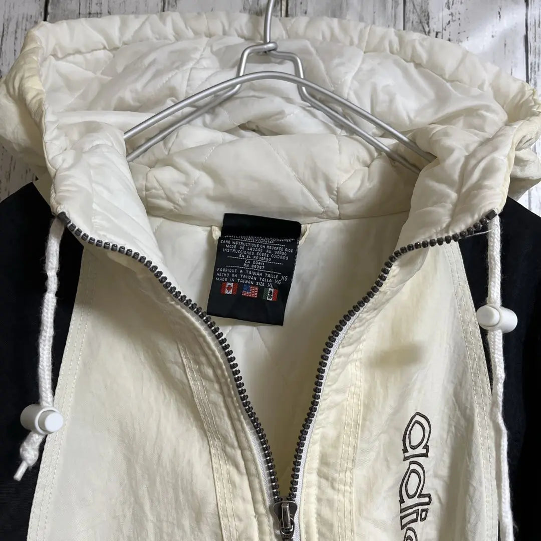 80s Adidas Padded Padded Jacket Ivory XL Embroidered Logo 5062 | 80s アディダス 中綿パデットジャケット アイボリー XL 刺繍ロゴ 5062