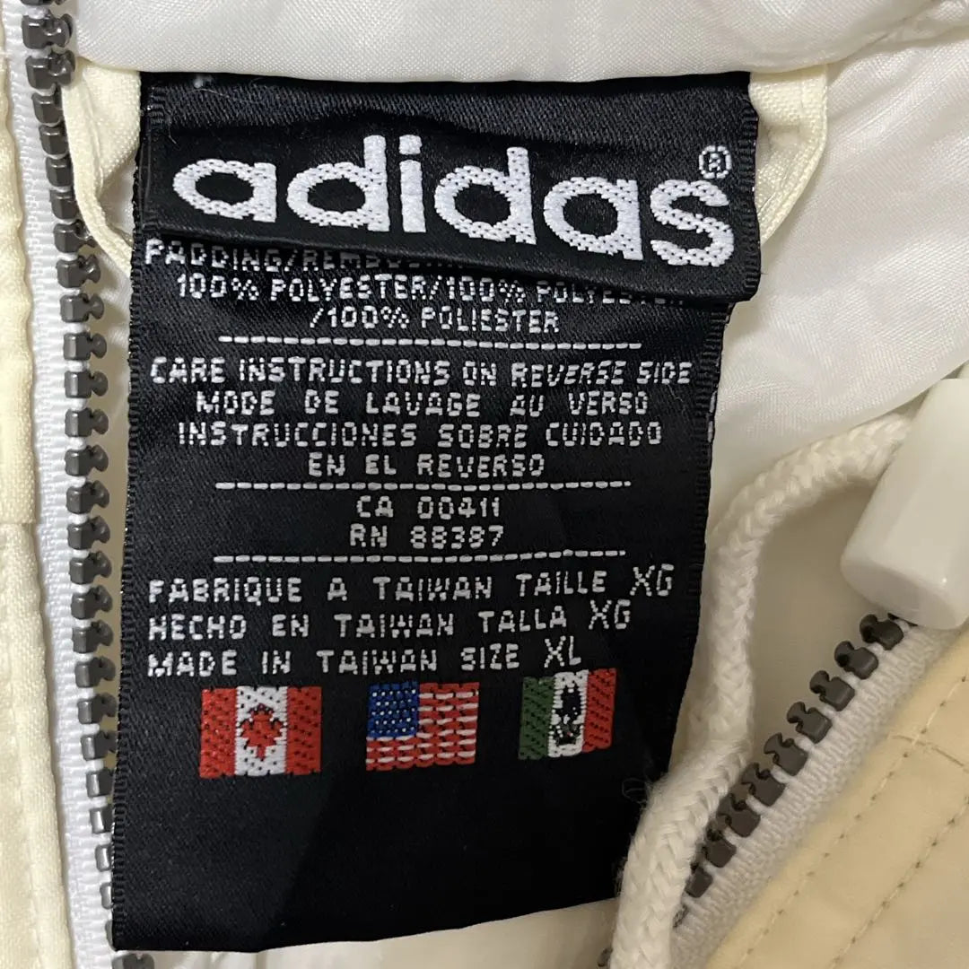 80s Adidas Padded Padded Jacket Ivory XL Embroidered Logo 5062 | 80s アディダス 中綿パデットジャケット アイボリー XL 刺繍ロゴ 5062