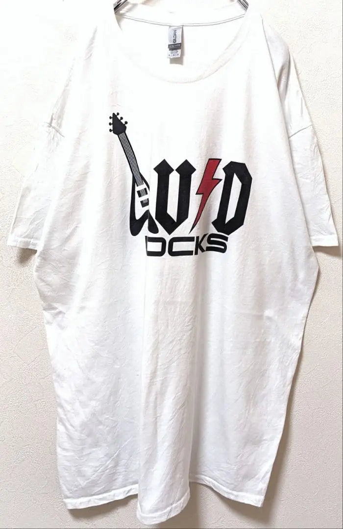 Gildan Rock Logo T-shirt White White XL Vintage