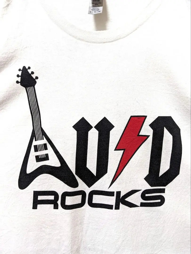 Gildan Rock Logo T-shirt White White XL Vintage