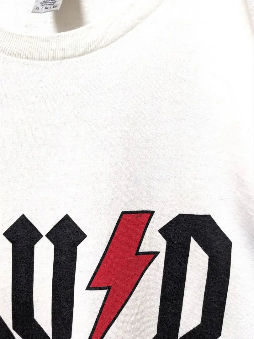 Gildan Rock Logo T-shirt White White XL Vintage