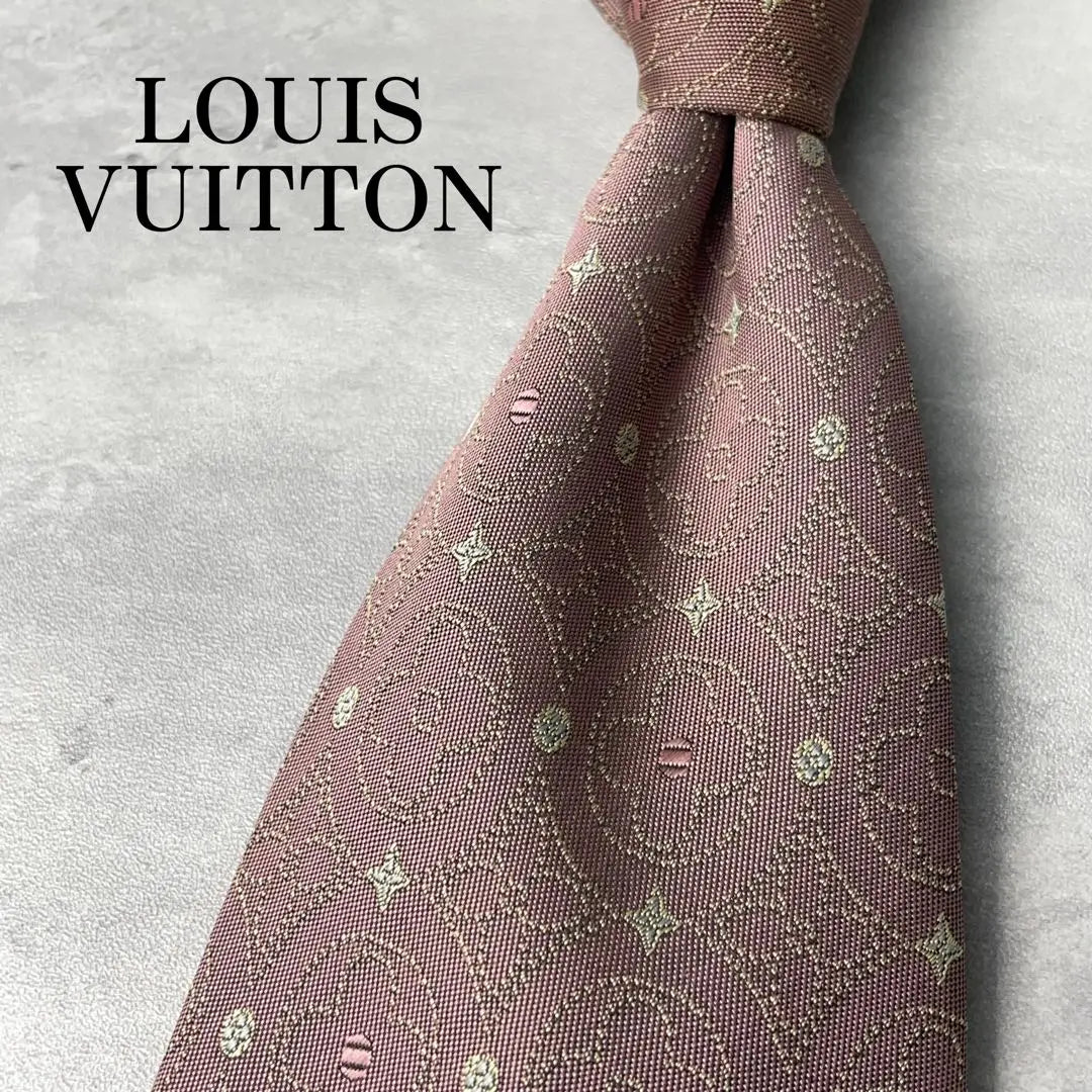 Beautiful condition LOUIS VUITTON Jacquard Monogram Floral Tie Azuki bean color