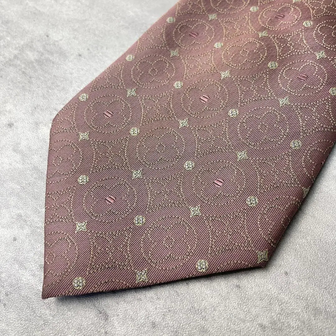 Beautiful condition LOUIS VUITTON Jacquard Monogram Floral Tie Azuki bean color