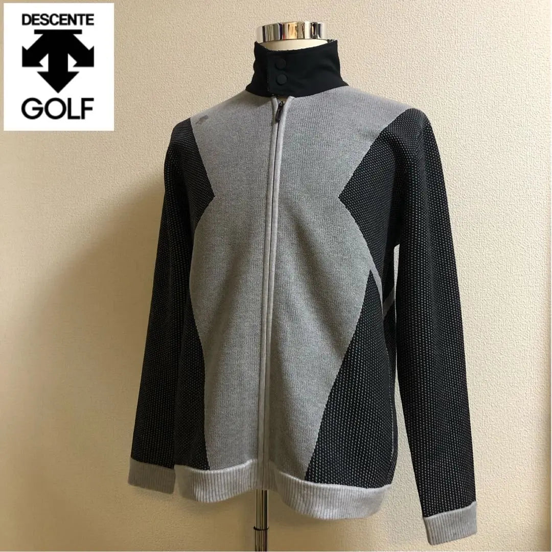 Chaqueta tipo suéter con doble jacquard de Descente Golf, color gris, talla O