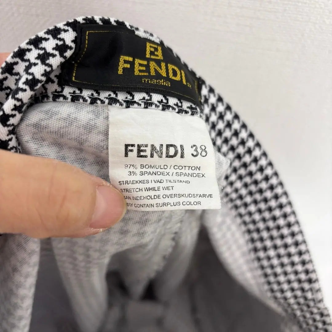 ◇Fendi [M] Pantalón corto Estampado pata de gallo Slim Hermoso elástico