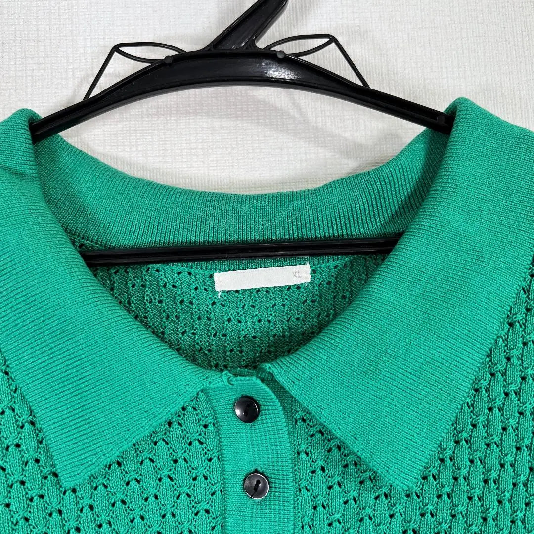 [GU] GU Green Short Sleeve Knit Sweater for Women XL Size