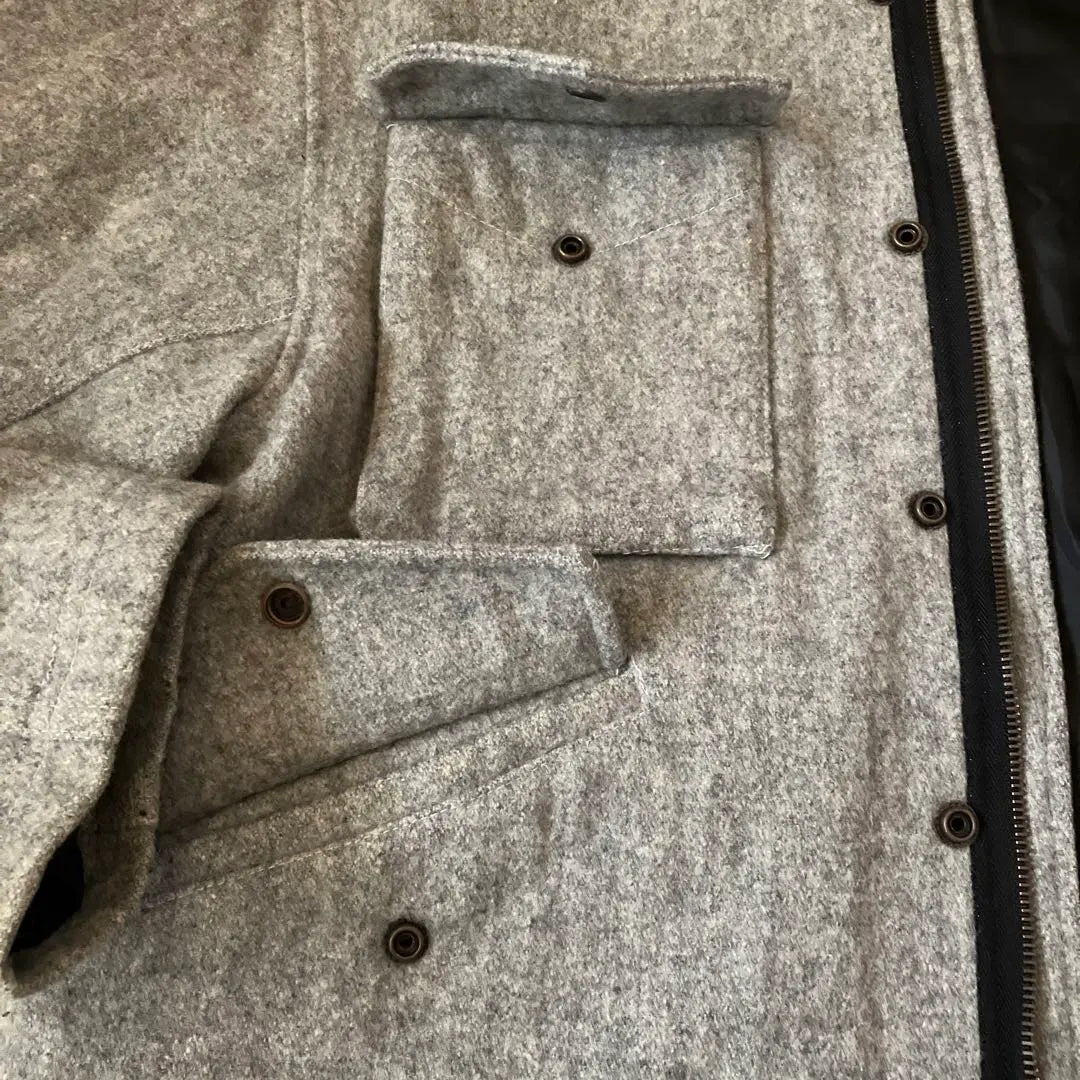 Coat Jacket Wool XL Gray Melton Compressed Wool Stand Collar