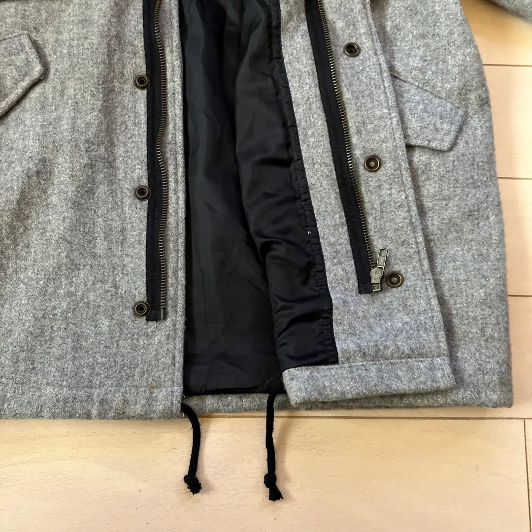 Coat Jacket Wool XL Gray Melton Compressed Wool Stand Collar