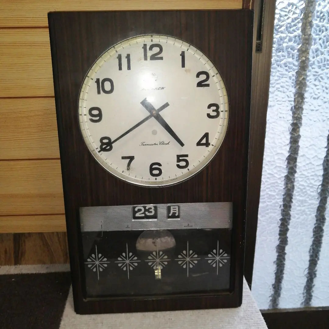 Showa Retro Aichi Clock Transistor Bonbon Wall Clock Wood Style Junk