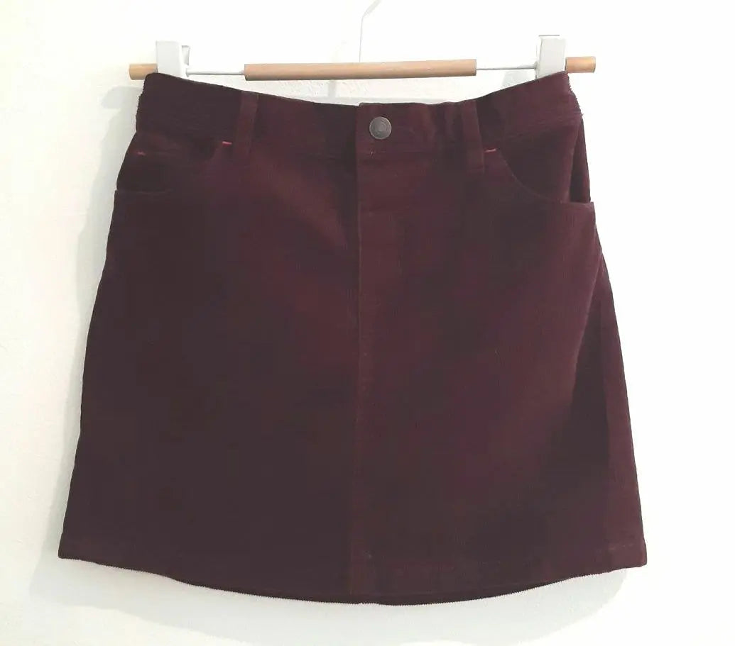 ☆Good condition☆ Uniqlo Kids Bordeaux thin corduroy skirt L 135-145