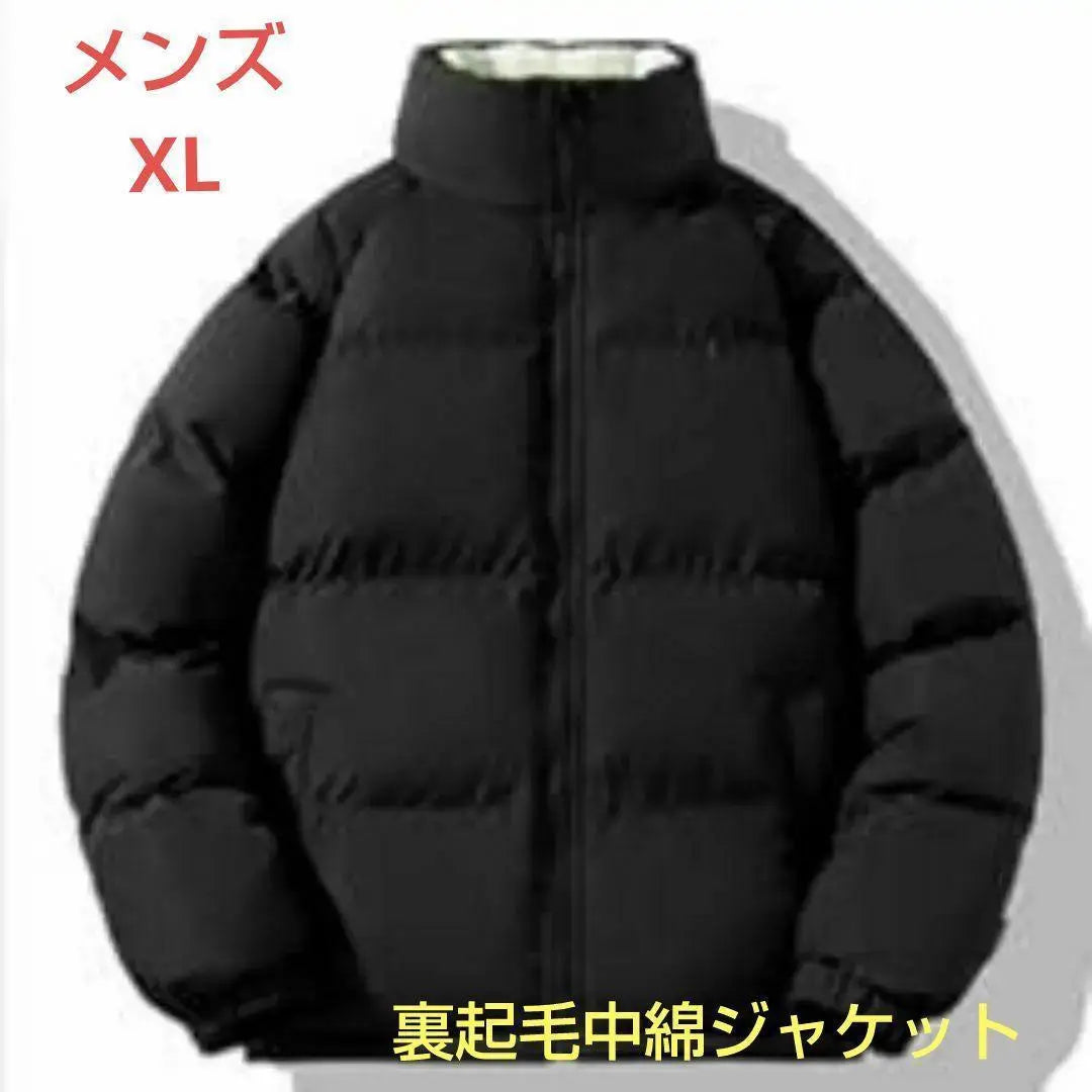 New unused coat men's batting jacket winter clothes back brushed brushed color XL black 52 | 新品未使用 コート メンズ 中綿ジャケット 冬服 裏起毛 無地 XL 黒 52