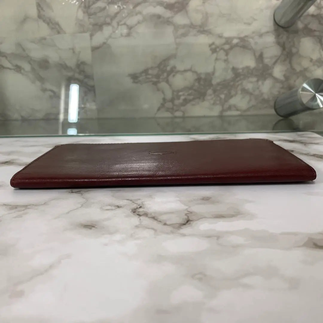 Cartier Wallet Bordeaux Wine Red Genuine Leather