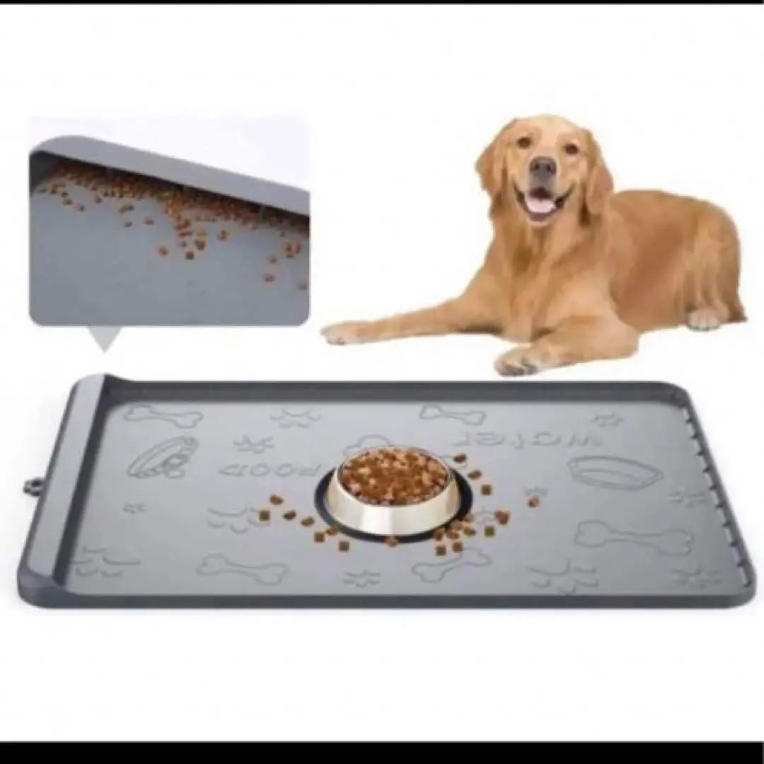 ❤️ Tapete de silicona para cuencos para perros y gatos tapete de silicona para alimentación y prevención de alimentos gris ❤️ | ❤️シリコーン 犬猫ボウルマット シリコンマット 餌やり 食べこぼし防止 グレー❤️