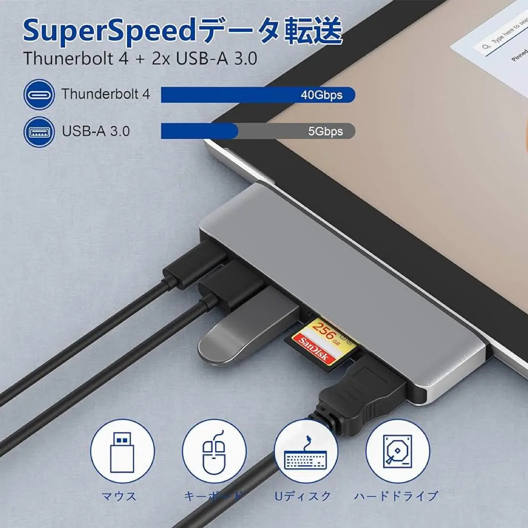 Concentrador USB HDMI USB-C para Surface Pro 9