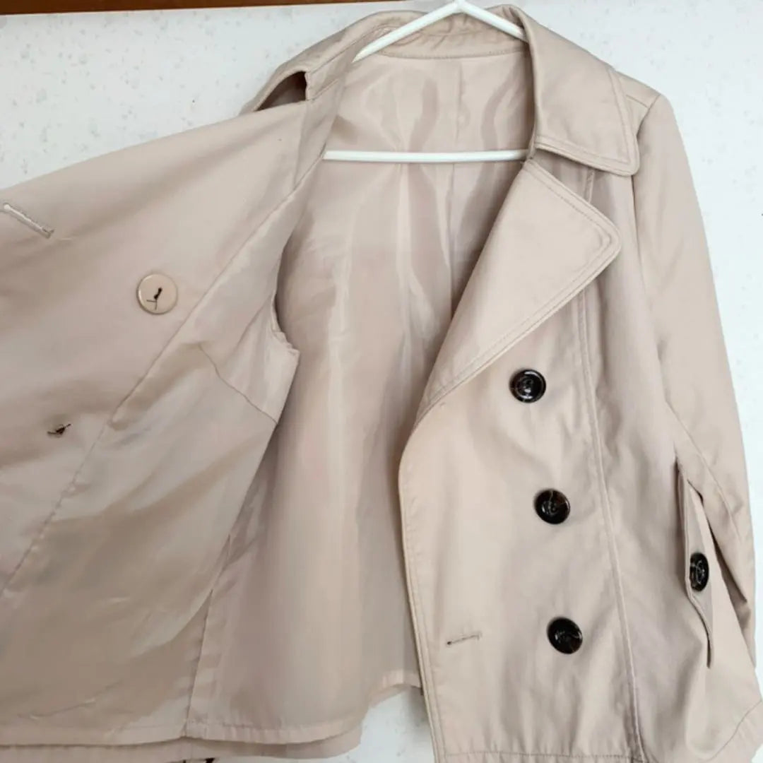 ｟ Fashionable cute ｠ Short trench coat 9AR 9 M size beige | ｟オシャレ 可愛い｠ショートトレンチコート 9AR 9号 Mサイズ ベージュ