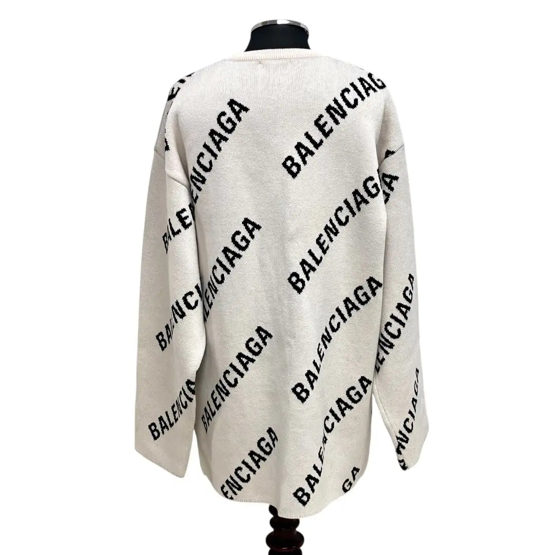 Balenciaga All Over Logo All-over Pattern Crew Neck Knit Sweater