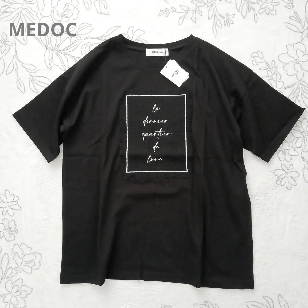 Nuevo Yamadaya Lucky Bag MEDOC Camiseta con bordado de flecos Negro | 新品 ヤマダヤ福袋 MEDOC フリンジ 刺繍 ワッペン Tシャツ 黒