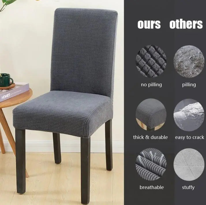 Funda para silla gris oscuro, funda para 4 sillas, asiento liso, respaldo, nórdico 1 | 椅子 イス カバー 濃灰 4枚 チェアカバー 無地 座面 背もたれ 北欧 1