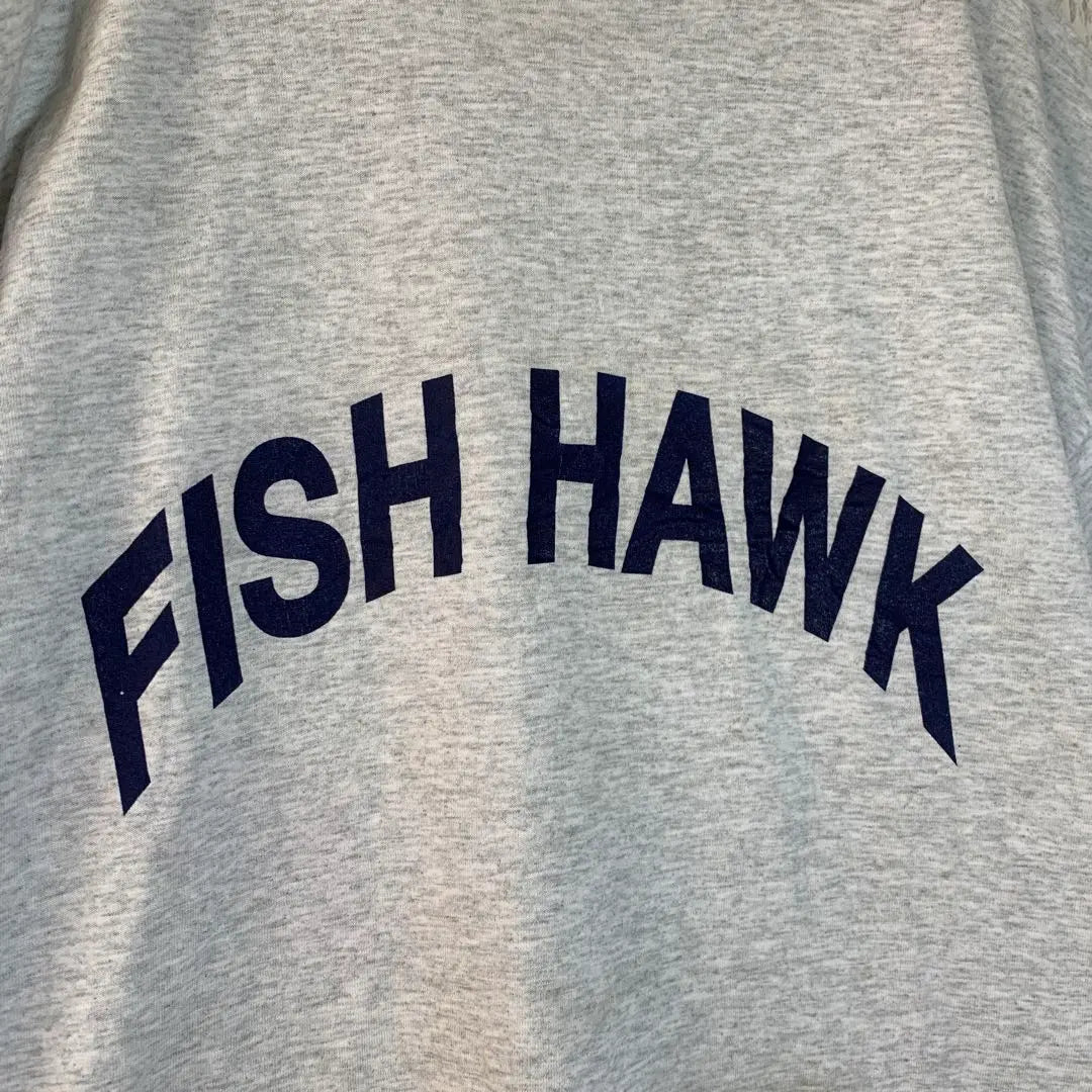 Ropa vieja americana de la habitación Camiseta manga corta estampado FISH HAWK | アメリカ古着 フルーツオブザルーム 半袖 FISH HAWK プリントＴシャツ