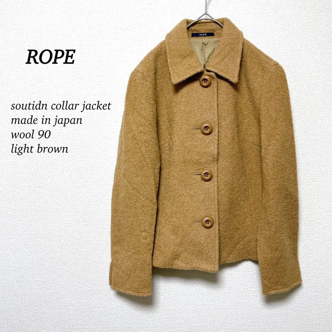 [ROPE] Chaqueta con cuello inoxidable fabricada en Japón, lana 90% marrón claro S