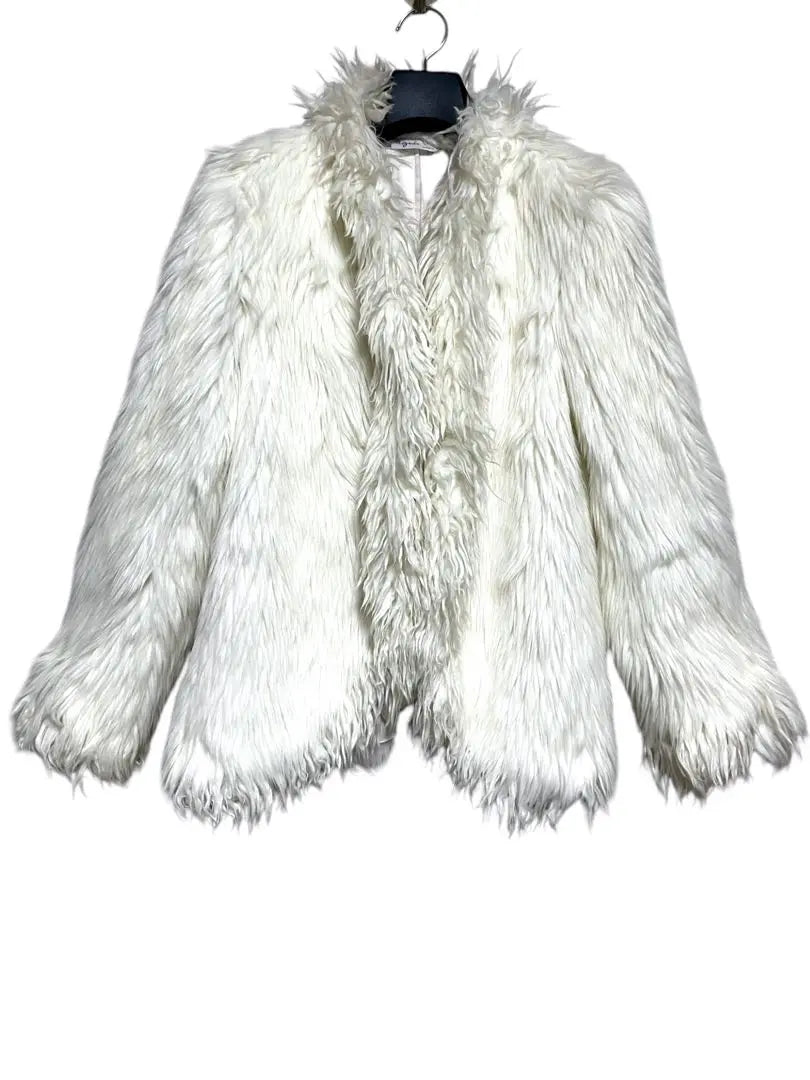 Anonymous shipment, Good condition, Agnes b. Faux fur jacket, White, Size 38