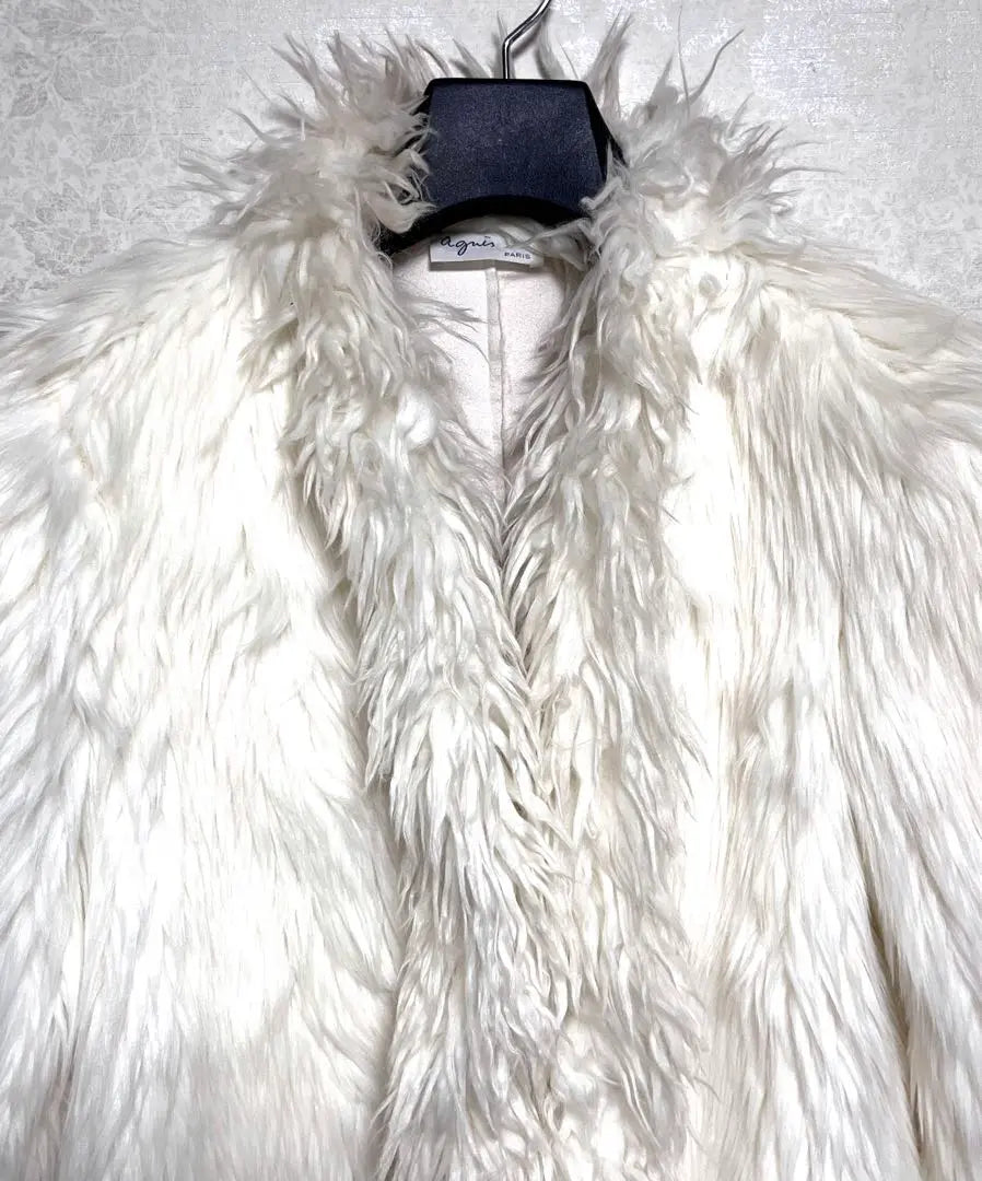 Anonymous shipment, Good condition, Agnes b. Faux fur jacket, White, Size 38