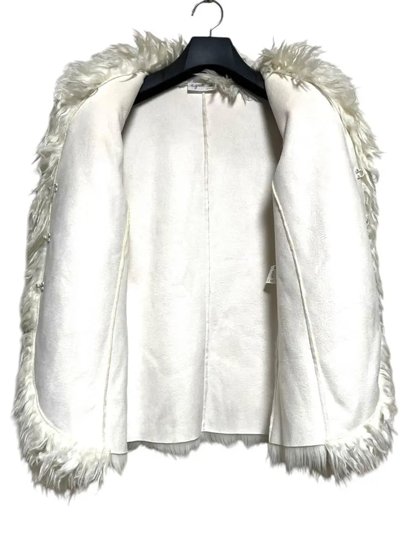 Envío anónimo, Buen estado, Agnes b. Chaqueta de piel sintética, Blanco, Talla 38