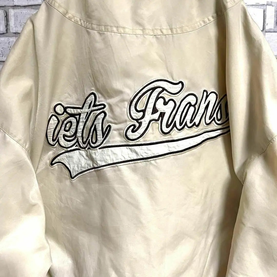 ◆Good condition◆Varsity jacket, big embroidery, men's M, thin khaki, baseball, big embroidery