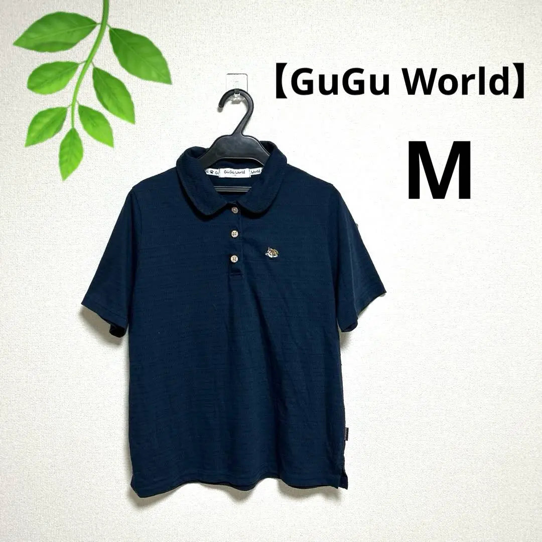 Polo de manga corta para mujer GuGu World con logotipo de perro en azul marino