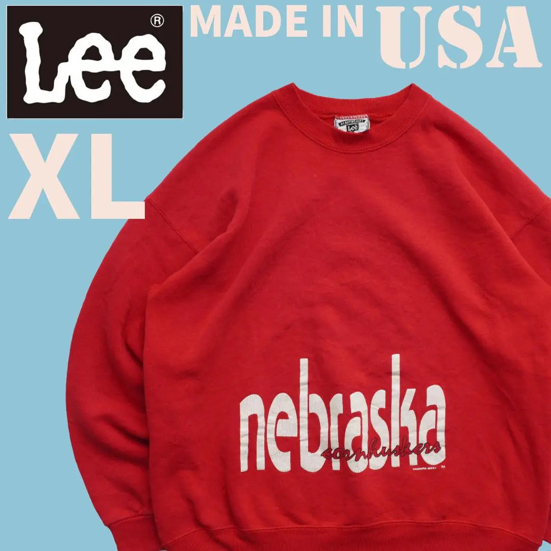 MADE IN USA 90s LEE Sweatshirt Red USA Vintage Clothes